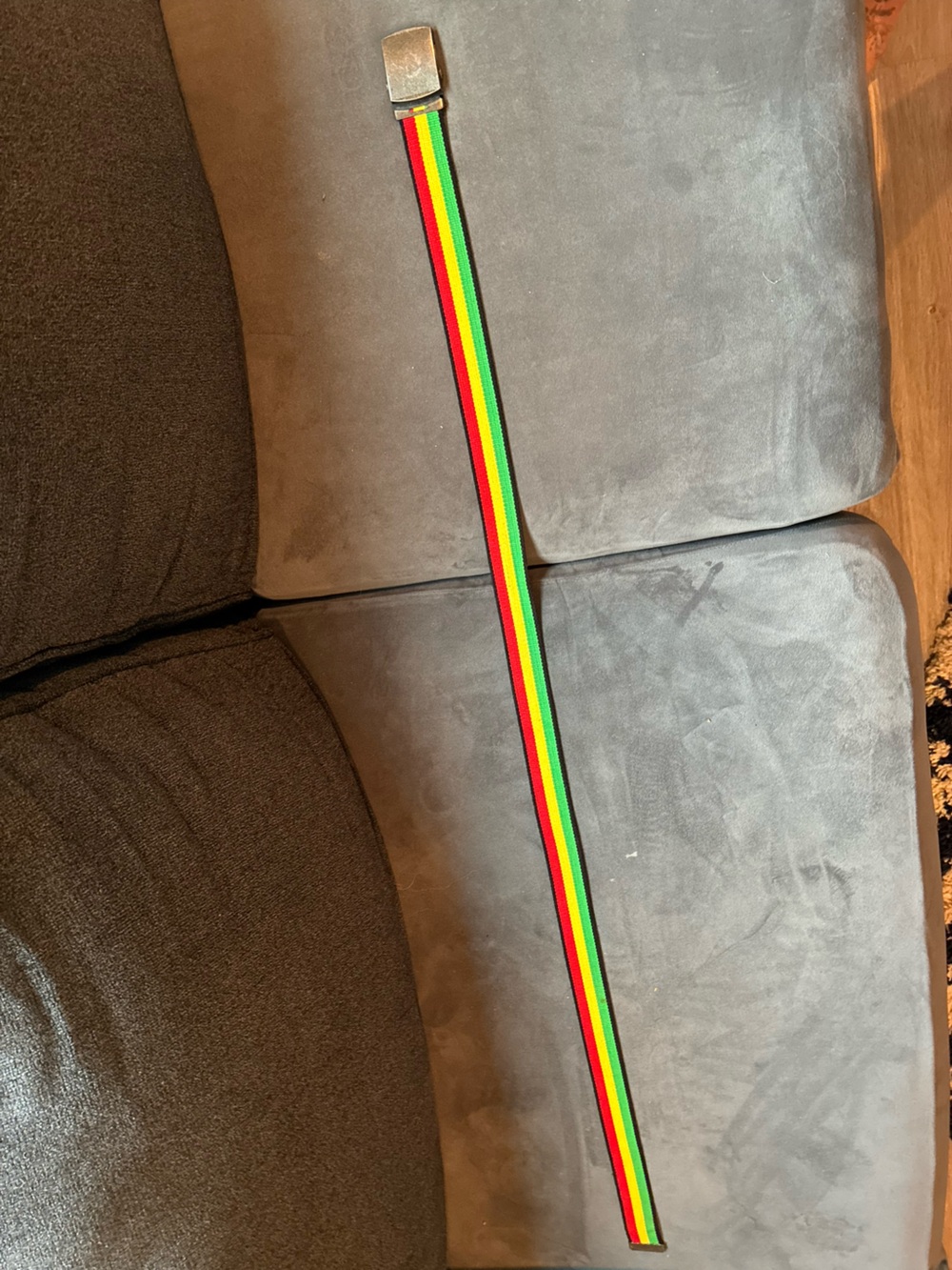 Rasta Color Military/Slider Buckle Belt Unisex, Red, Yellow, Green
